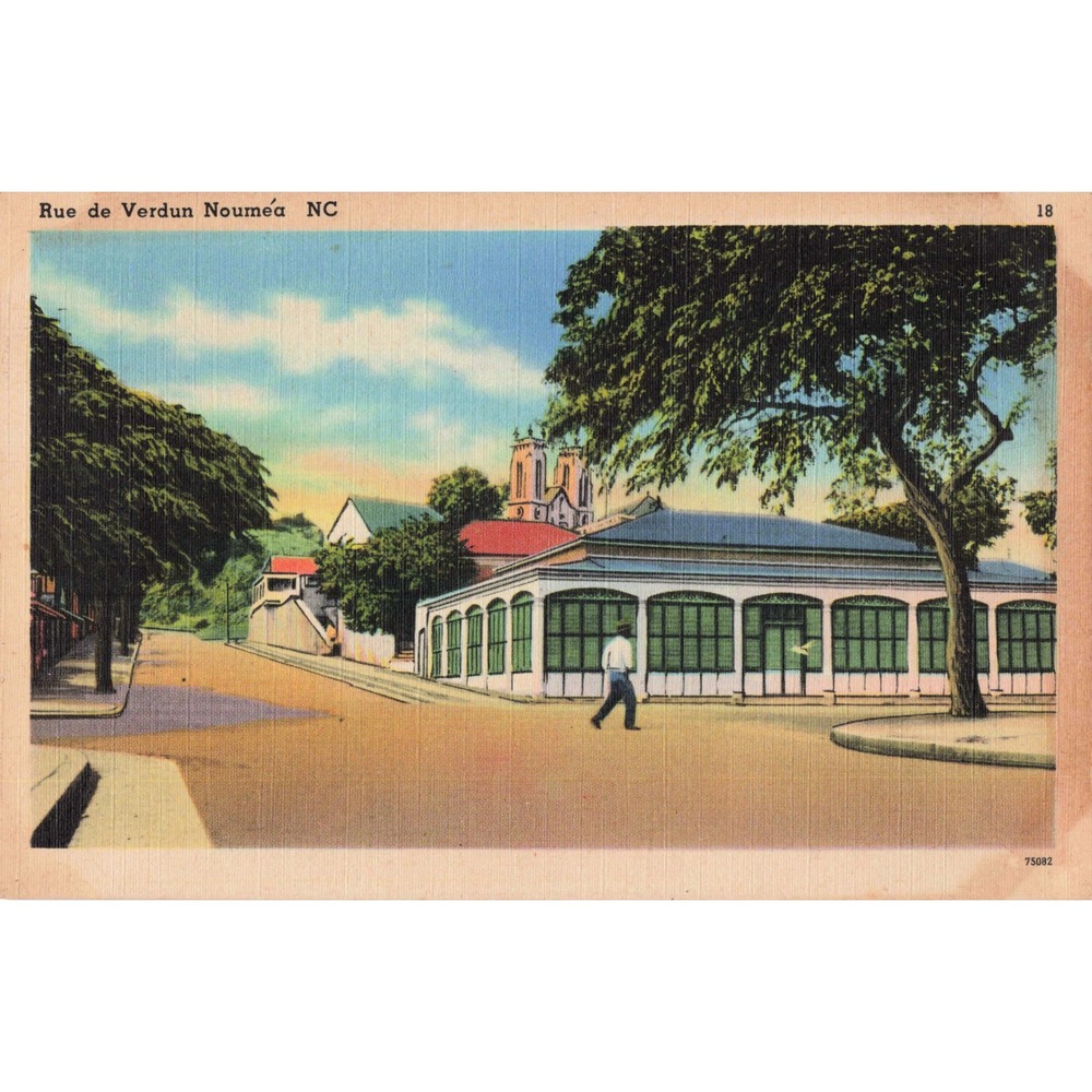 Vintage 1940's Postcard Rue de Verdun Noumea NC Street Scene New Caledonia - Picture 1 of 2